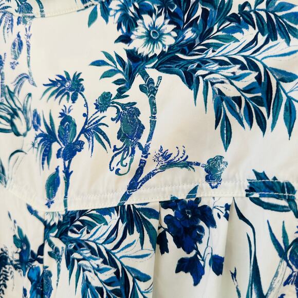 ANTHROPOLOGIE NWT Blue and White Floral Belted Jumpsuit Romper – Size 12 Large - Picture 9 of 13